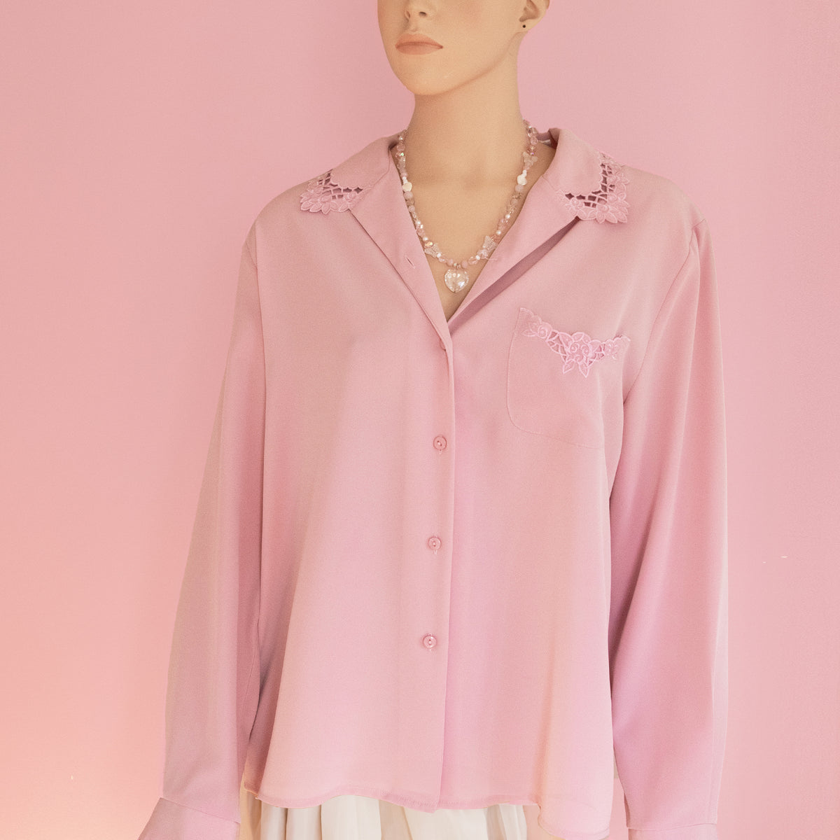 Pink Lace Button Up | Size 14