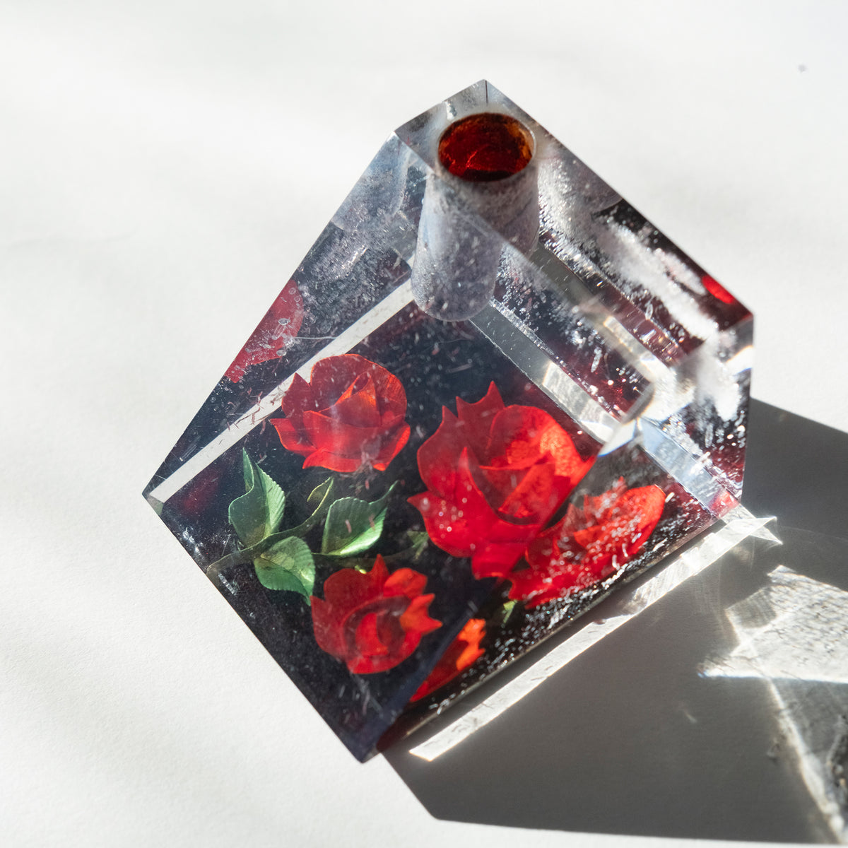 Lucite Rose Pen Holder
