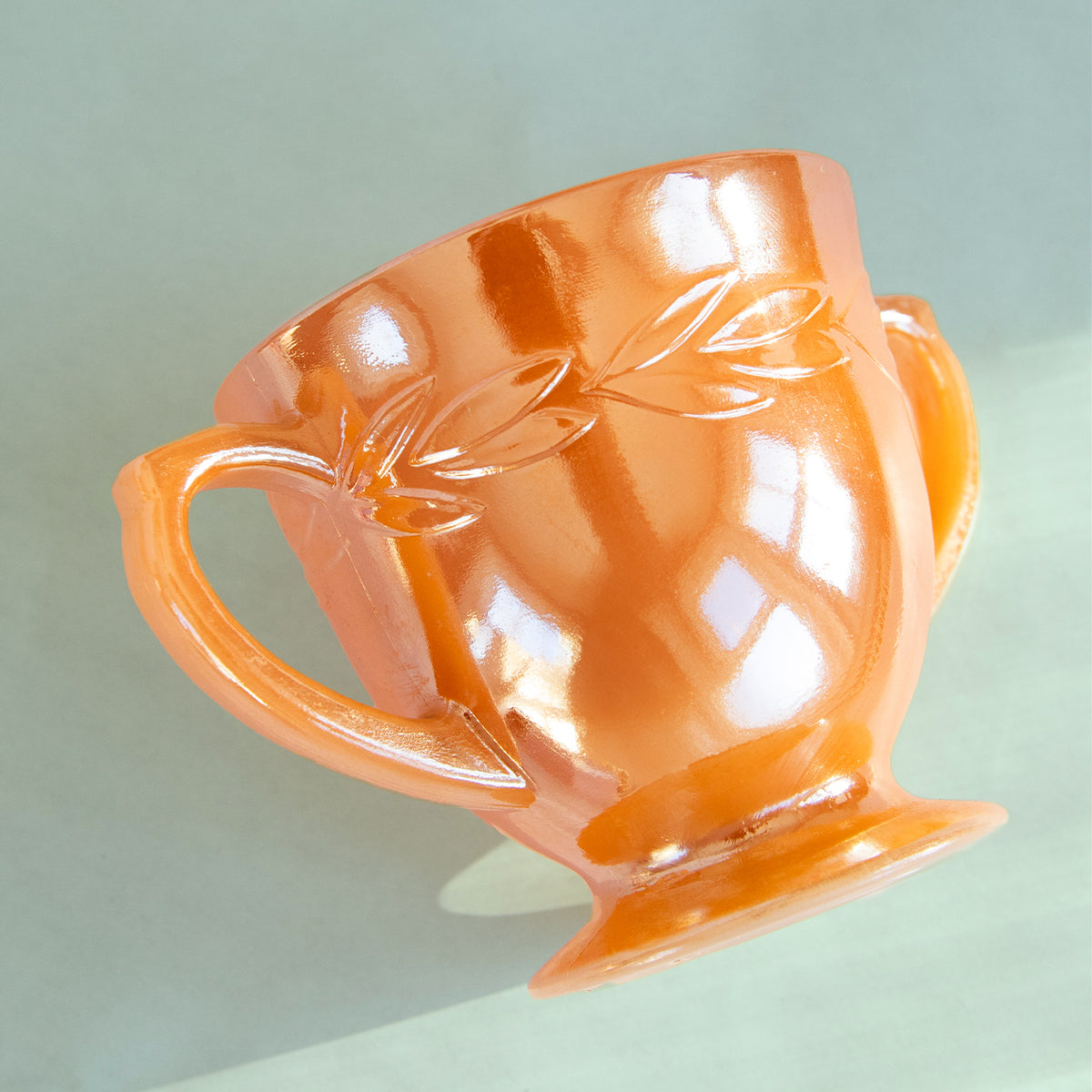 Peach Lusterware Sugar Bowl